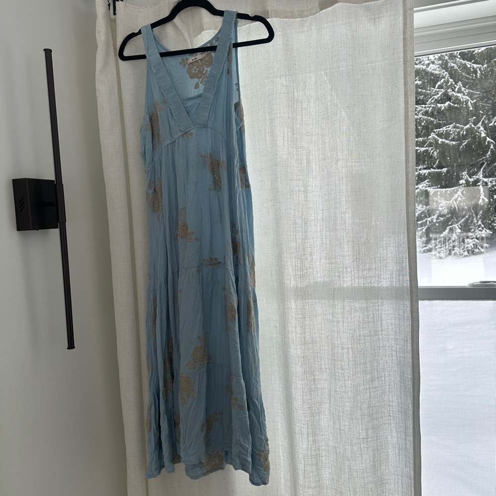 Miami Light Blue and Beige Maxi Dress